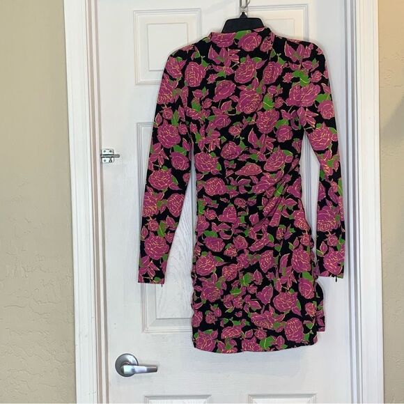 Zara Floral Ruched Mini Dress Size XS - Picture 16 of 16